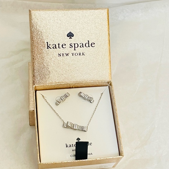 NWT Kate Spade Ribbon Earings and matching necklace set boxed. - Picture 6 of 6